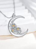 wholesale  Sterling Silver Moon Pendant Birth Flower Necklace for Women -0-42