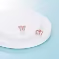 TOUPOP Sterling Silver Zircon Butterfly Stud Earrings Gifts For Women-0-3