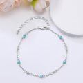 wholesale 925 Sterling Silver Blue Heart Link Bracelet With Cz-0-3