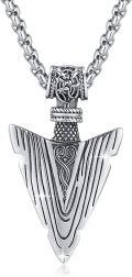 wholesale 925 Sterling Silver Viking Arrowhead Pendant Necklace  for Men - Antique Style Norse Jewelry with Intricate Design and Chain (Length: 24)-0-0