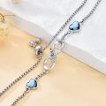wholesale 925 Sterling Silver Blue Crystal Infinity Heart Aunt & Niece Bolo Bracelet (Adjustable Size: 6-8)-0-2