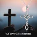 wholesale 925 Sterling Silver Celtic Knot Cross with Moss Agate Heart Pendant Necklace for Women Girls Irish Infinity Love s 43mm x 68mm-0-5