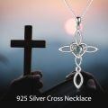 wholesale 925 Sterling Silver Celtic Knot Cross with Moss Agate Heart Pendant Necklace for Women Girls Irish Infinity Love s 43mm x 68mm-0-5