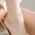 wholesale 925 Sterling Silver Blue Crystal Starfish Adjustable Ankle Anklet-0-1