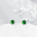 wholesale 925 Sterling Silver Green Moss Agate Stud Earrings-0-8