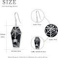 wholesale 925 Sterling Silver Gothic Coffin Dangle Earrings with Spider Web & Black Cat Design - Halloween s for Women-0-5