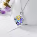 TOUPOP Sterling Silver Heart Crystal Sunflower Urn Necklace Ashes Keepsake-0-2