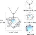 wholesale 925 Sterling Silver Blue Opal Heart Wreath with Flowers and Butterflies Pendant Necklace-0-5