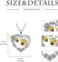 wholesale 925 Sterling Silver Heart Necklace with Bee and Flower Pendant s for Women-0-4
