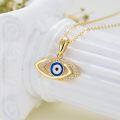 wholesale  14K Solid Gold Moissanite Evil Eye Necklace for Women, 16+1 Yellow Gold Chain, Protection Amulet, Hypoallergenic, Gift Box-0-2