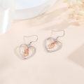 wholesale 925 Sterling Silver Heart-Shaped Rose Gold Plated Filigree Dangle Earrings with Moonstone and Moss Agate - Hypoallergenic Jewelry for Women-0-4