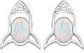 wholesale 925 Sterling Silver Rocket Ship Opal Stud Earrings - Hypoallergenic Jewelry for Sensitive Skin-0-0