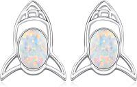 wholesale 925 Sterling Silver Rocket Ship Opal Stud Earrings - Hypoallergenic Jewelry for Sensitive Skin-Rocket