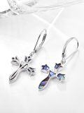 wholesale 925 Sterling Silver Abalone Shell Tulip Cross Drop Earrings for Women-0-1