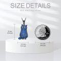 wholesale S925 Sterling Silver Blue Crystal Cat Pendant Necklace for Women-0-4