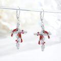 wholesale 925 Sterling Silver Red Cardinal Cross Dangle Earrings - Hypoallergenic Memory Keepsake Jewelry for Women-0-1
