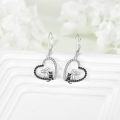 wholesale 925 Sterling Silver Heart-Shaped Mouse and Cat Drop Earrings with Cubic Zirconia Accents-0-3