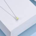 wholesale 925 Sterling Silver Green CZ Round Pendant Chain Necklace for Women Girls-0-1