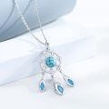 wholesale 925 Sterling Silver Turquoise Dreamcatcher Pendant Necklace with Feathers Bohemian s for Her-0-1