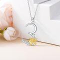 wholesale 925 Sterling Silver Gold Plated Lily Flower Pendant Necklace w/Number 2 Luck Charm-0-5