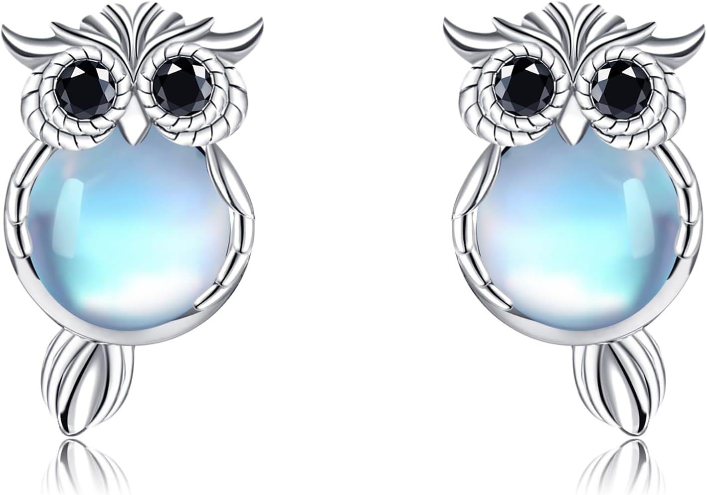 Sterling Silver Animal Earrings Horse Bee Llama Owl Jellyfish Parrot Bunny Duck Penguin Flamingo Paw Print Panda Dolphin Hummingbird for Mom-Owl-Owl