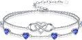 wholesale 925 Sterling Silver & 6 Heart Birthstone Crystal Infinity Love Bracelet for Women - Adjustable Gift for Wife, Mom, Best Friend-0-0
