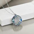 wholesale 925 Sterling Silver Blue Crystal Tree of Life Pendant Necklace for Women s-0-2