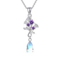 wholesale 925 Sterling Silver Purple Crystal Flower Pendant Necklaces for Women's  Ideas-Scottish