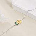 wholesale 925 Sterling Silver Adjustable Bracelet with Sunflower Charm Gifts for Women 7+2-0-3