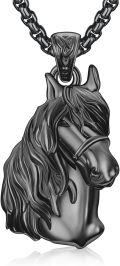 wholesale 925 Sterling Silver Black Horse Head Pendant Necklace - Equestrian s for Her-0-0