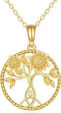 wholesale 14K Yellow Gold & Cubic Zirconia Tree of Life Pendant Necklace - 16+1 Adjustable Chain (1.75g)-0-0
