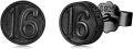 wholesale 925 Sterling Silver Round Number 16 Stud Earrings for Men & Women - 18th/16th Birthday Gift Ideas Anniversary Xmas Jewelry Accessories-0-0