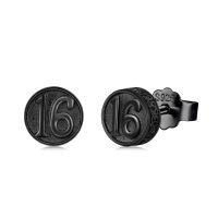 wholesale 925 Sterling Silver Round Number 16 Stud Earrings for Men & Women - 18th/16th Birthday Gift Ideas Anniversary Xmas Jewelry Accessories-16th