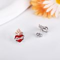 wholesale 925 Sterling Silver Cubic Zirconia Sacred Heart Earrings for Women, Hypoallergenic Religious Jewelry Gift for Christmas Easter Birthday-0-2