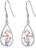 wholesale 925 Sterling Silver Teardrop Flower Drop Earrings with Rose Gold Accents for Women-0-0