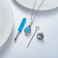 wholesale 925 Sterling Silver Cremation Urn Pendant Necklace Celtic Knot Blue Opal Teardrop Platinum Plated-0-9