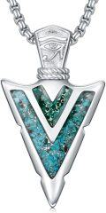 wholesale 925 Sterling Silver with Turquoise and Malachite Arrowhead Pendant Necklace for Men & Women-0-0