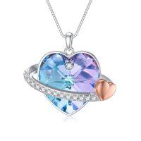 TOUPOP Sterling Silver Crystal Pendant Necklace For Women Birthday Christmas Gifts-undefined