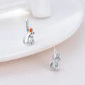wholesale 925 Sterling Silver Dinosaur Stud Hoop Earrings with Orange Stone and Crown Design-0-3