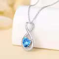 TOUPOP Sterling Silver Aquamarine Infinity Moon Pendant Necklace-0-3