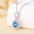 TOUPOP Sterling Silver Aquamarine Infinity Moon Pendant Necklace-0-3