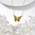 wholesale 925 Sterling Silver Black Enamel Butterfly Pendant Necklace for Women-0-3
