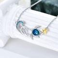 wholesale 925 Sterling Silver Blue Crystal Wave Starfish Sea Turtle Pendant Necklaces Health Longevity Gifts for Women-0-1