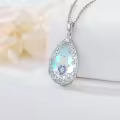 TOUPOP 925 Silver Moonstone Hamsa Tree of Life Evil Eye Protection Necklace-0-2