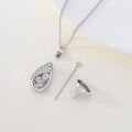 wholesale 925 Sterling Silver Floral Tear Drop Cremation Keepsake Pendant Necklace w/Funnel Kit for Women-0-1