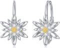 wholesale 925 Sterling Silver Edelweiss Leverback Earrings White Flower Jewelry Women Gifts-0-0