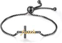 wholesale Sterling Silver Cross Bracelet Faith Christian Religious Jewelry Gift for Women-Black Gold