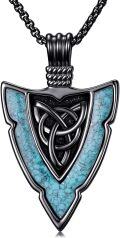 wholesale Arrowhead Necklace For Men 925 Sterling Silver Arrow Necklace Turquoise Valknut/eye Of Horus/celtic Knot Pendant Viking Jewelry Christmas Gifts For Men Women -0-0