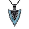 TOUPOP 925 Sterling Silver Turquoise Arrowhead Necklace with Valknut Eye of Horus Celtic Knot Pendant-0-0