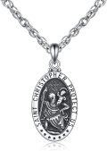 wholesale 925 Sterling Silver Saint Christopher Protect Us Oval Medallion Travel Protection Pendant Necklace-0-7